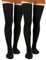 Moon Wood 2 Paar Schwarz Overknees Strümpfe Damen Extra Lange Thigh High Socks Soft Warme Überkniestrümpfe Damen Baumwolle Strick Oberschenkelsocken