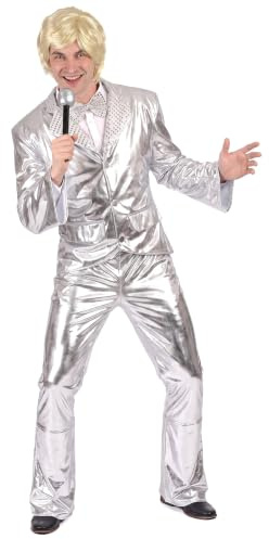 Vegaoo Glnzendes 70er Jahre Disco-Herrenkostm Silber