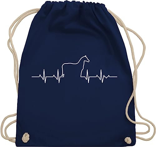 Turnbeutel Rucksack - Herzschlag Pferd - Unisize - Navy Blau - geschenke mit pferden pferde sportbeutel pferdeliebhaber für pferdebesitzer juterucksäcke tasche pferdesport pferdebeutel reiten