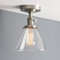 Phansthy Industrial Ceiling Light Fixtures with Switch, Funnel Clear Glass Hallway Lighting Close to Ceiling E27 Base, Flush Mount Hanging Lamp Suitable for Kitchen Loft Cafe Bar (Brushed Steel)