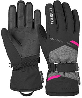Reusch Hannah R-TEX® XT Winddichte, wasserdichte, extra atmungsaktive und warme Winterhandschuhe Fingerhandschuhe Schneehandschuhe Skihandschuhe für Damen, Blck/Blck Melang/Pink Glo, 7,5