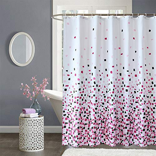 WedDecor Rideau de Douche de Salle de Bain imperméable, Anti-moisissure, résistant à la moisissure, 100% Polyester, Lavable et Facile à Nettoyer, mosaïque Rouge, 180 x 200 cm