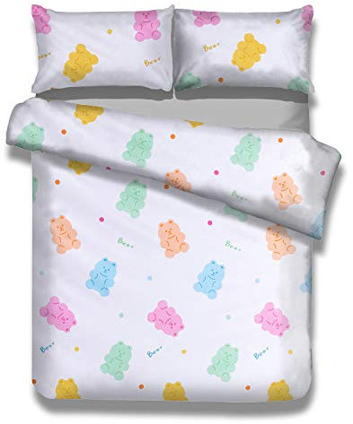 AmeliaHome Kinderbettwäsche Set 135x200 cm mit 2 Kissenbezügen 100% Baumwolle Bettwäsche Kids Candy Bears