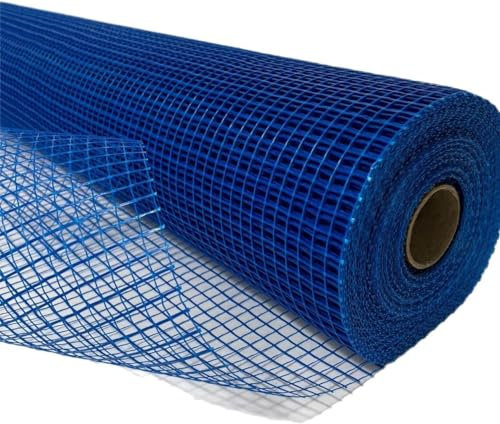 Ferretelix. Malla fibra de vidrio para Revocos Mortero Azul Rollo 1 mt x 50 mts luz de 10x10