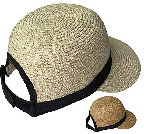 VPbao Eté Casquette de Baseball en Paille Chapeau à Visière Sport Décontracté Beige