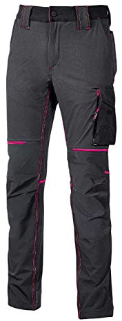 U-Power WORLD Modren, Pantalones ajustados, con múltiples bolsillos delanteros y laterales, pantalones cómodos y elásticos, con botón delantero, tela transpirable (GREY FUCSIA_L)