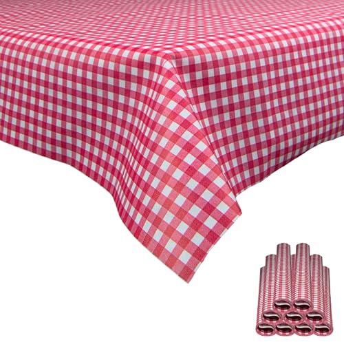 Sensalux Bierzeltgarnitur, Tischdecke aus stoffähnlichem Vlies, Standard 100 by Oeko-TEX,ideal für Jede Feier,Catering,Hochzeit,Geburtstag,Farbe+Größe (Karomuster, Weiß-Rot, 1,18 m x 2,50 m)