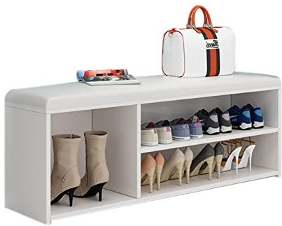 Schuhregal Schuhregal Bank, Multifunktionales Aufbewahrungs-Schuhregal Aus Massivholz, Platzsparender Schuh-Organizer Für Den Innenbereich(Color:Weiß)