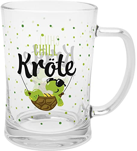 GRUSS & CO Bierglas mit Spruch Chillkröte | Glas, 60 cl, Bierglas mit Motiv | Männergeschenk, Geschenk lustig | 47842