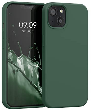 kwmobile Handyhülle für iPhone 13 Hülle, für iPhone 13 Case - Hülle Silikon - kabelloses Laden - Moosgrün