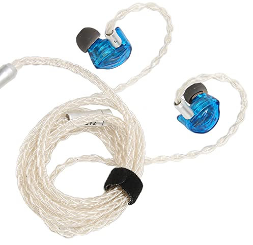 Zunate in Ear Monitor, HiFi IEM in Ear Monitor Headphone Dynamic Wired Earbuds Hybrid Triple BA Driver Earphone Stereo Noise Isolating with Detachable Cable for Musicians Singers(Blue 3.5)