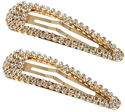 SLFYEE 2 Stück Snap Haarspangen Damen Haarnadeln Glitzer Haarklammern Gold Haar Snap Clips für Damen Mädchen Hochzeit Brautjungfer
