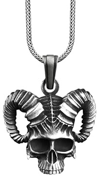 BySilverStone - Ram Skull Necklace for Men in Silver, Unique Gothic Pendant Jewelry