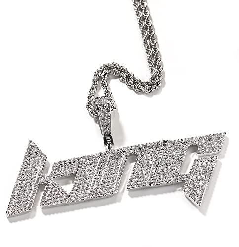 ZqlDDayUP Collier avec pendentif nom personnalisé Iced Out Chain pour homme, chaîne en diamant personnalisée Hip Hop avec pendentif lettre initiale avec corde/chaîne de tennis pour femme homme