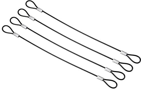 PATIKIL 8 Inch Safety Cable Lock, 4 Pack Stainless Steel 2mm Dia Security Wire Rope with Double Loop for Stage Lighting Luggage Lock Black