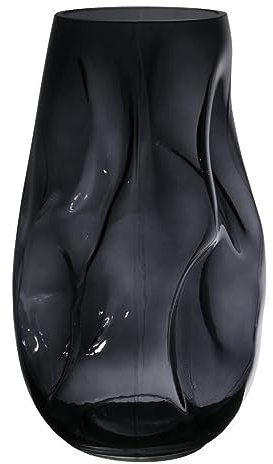 INNA-Glas Unförmige Glas Vase Madalena mit Dellen, 28 cm, Ø 14,5 cm | grau-klar - Farbige Vase