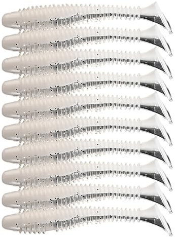 ulafbwur 10 Esche Morbide da Pesca, 6 cm/1,4 g, Design Simulato, Durata Lunga, Silicone Morbido, Bianco