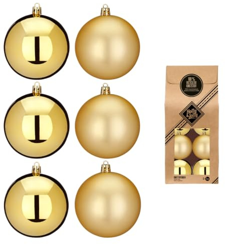 Kunststoff Weihnachtskugeln | Set mit 13 Kugeln 6cm | Christbaumschmuck Weihnachtsschmuck bruchfest (Gold)