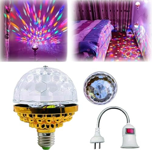 Colorful Rotating Magic Ball Light | Disco Lights Colorful Disco Rotating Magic Ball Light Bulb with Sockets,LED RGB Strobe Party Lamp Bulb,Disco Light Bulb Ball Lamp,Party Lighting Decoration