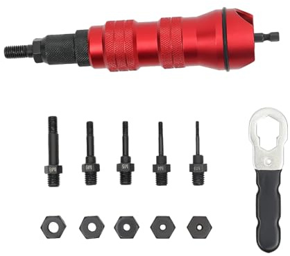 Nietmmutternaufsatz Nietaufsatz für Akkuschrauber & Bohrmaschine Elektrischer Nietenzange Adapter/Nietwerkzeug/Treiber Niet Adapter Kit für 2,4-6,4mm Blindnieten