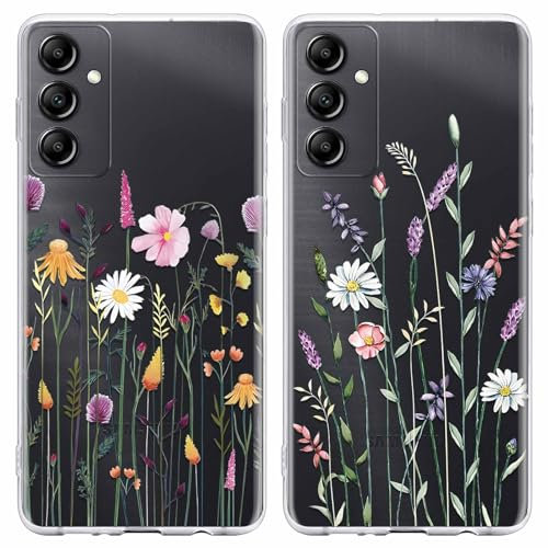 Xylota 2 Stück Handyhülle für Samsung Galaxy A54 5G 6,4 Hülle,Durchsichtig Weich Silikon Case Muster Aesthetic Blumen Frauen Mädchen SchutzHülle,Dünn TPU Bumper Transparent Stoßfeste Kratzfest Cover