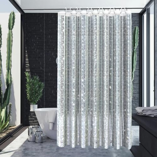 KAMEUN Rideau De Douche, 120 x 200 cm Rideau Salle De Bain, Anti-Moisissure Séchage Rapide Rideau Douche Lavable, Semi Transparent Rideau Baignoire Motif de Galets pour Baignoire, Douche