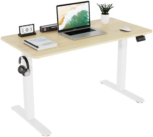 TRIUMPHKEY Scrivania Regolabile in Altezza 120 x 60cm,Elettrica Regolabile Scrivania,Tavolo da Computer,con Funzione di Memoria,Standing Desk 71-119 cm(Beige)