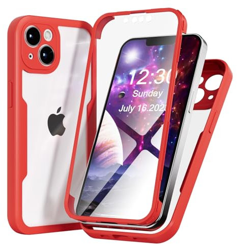 ERDARARIPRO Case Built-in Screen Protector for iPhone XS Max 6.5 Inch 360 Full Body Heavy Duty Protective Shockproof TPU Bumper PC Back Case Cover Red