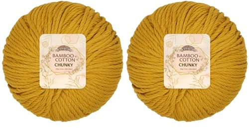 JubileeYarn Bamboo Cotton Chunky Yarn - 100g/Ball - Goldenrod - 2 Balls