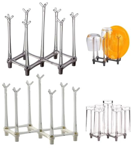MINZHI 2 unidades de soporte para platos de plástico, escurridor retráctil para botellas, escurridor de cubiertos plegable, soporte de secado para vasos, adecuado para tazas, botellas, platos, etc.