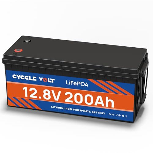 CYCCLEVOLT Batterie 12V 200Ah LiFePO4, Batterie Lithium avec 200A BMS, 8000+ Cycles, Puissance Max 2560W, Parfaite pour Les Camping-Cars, Les Moteurs de traîne, Le Stockage d'énergie Domestique