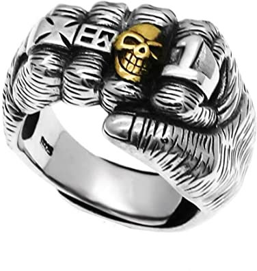 Herrschsüchtiger Faust-Silberring Für Männer,S925 Sterling Silber Schwerer Faust-Kreuzritter-Ring Punk-Stil Silberschmuck