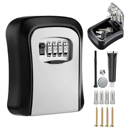 Schlüsseltresor Wandmontage Wetterfest Schlüsseltresor Mit 4-stelligem Zahlencode, Schlüsselkasten Mit Zahlencode Robust, Sicher, Schlüsselversteck Für Schlüssel Türkarte, 13x10x5cm