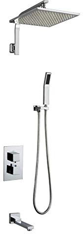 LED statisches Duschsystem Wandmontage Regendusche Set mit Mischbatterie für Bad und Badewanne 10/12 Zoll