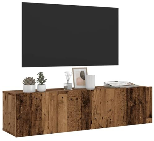 Myheimly TV Schrank mit 2 Klapptüren TV Möbel,Hängeboard,Lowboard Fernsehtisch Fernsehschrank Sideboard Holzwerkstoff Altholz,120 cm