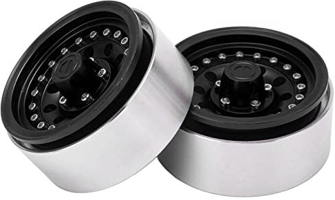 XIASABA 2PCS RC Beadlock Wheel Rims 10 Löcher 1/10 RC -Auto -Aluminium -Leichtmetall -Rad -Hubs für axial SCX10 90046 für Traxxas TRX4 D90 für Rotkatzsilber Silber (Schwarz)