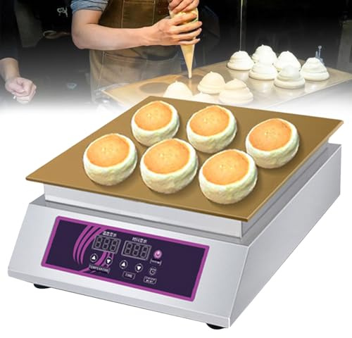 Elektrische Soufflémaschine, Kommerzielle Dorayaki Pfannkuchen Souffle Maker Maschine, Temperaturbereich: 0-260°, mit Edelstahlabdeckung (SingleHead)