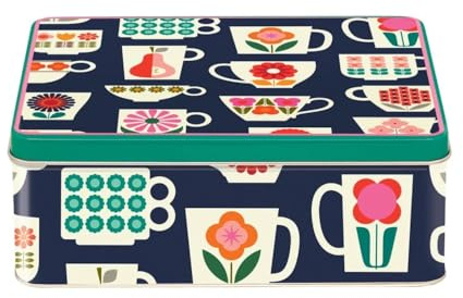 Elite tins Kate Rhees Teacup Deep Rectangular Tin 195 x 154 x 75mm