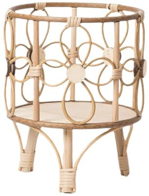 Genérico Soporte Para Plantas De Ratán - Estante Piso Macetero Tejido Con Taburete | Soporte Hueco Con Patas Decoración Boho Para Suculentas, Jardines Y Flores