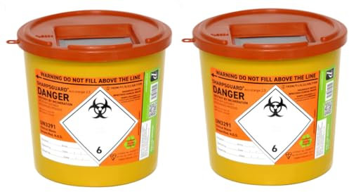 SHARPS GUARD Sharps Disposal Bin - Orange 2.5L x2 (for Hazardous,Infectious Clinical Waste)