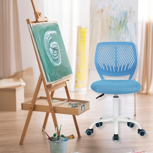 HOMYLIN Zeichenstuhl, ergonomisches Design, hochwertiges synthetisches Material, verstellbare Höhe, bequeme Plüschsitze, ideal für Studio, Kunstzimmer, Salon, Blau, 1 Stück