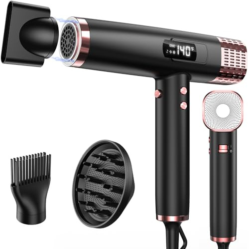 MESCOMB Phon da Viaggio con Diffusore, 1875W Doppia Pressione 100–240 V per Asciugatura Rapida, Nessun danno termico, Anti Crespo e Risultati Piu Luminosi per Viaggio e Famiglia