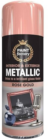 All Purpose Metallic Rose Gold Gloss Spray Paint, Quick Drying, High-Gloss, Multi-Surface Use, Ideal for Crafts, Furniture & DIY Projects, Interior & Exterior Use, 400ml (4)