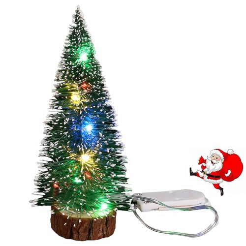 Mini Albero di Natale con Luci LED,Albero di Natale Artificiale 10cm,Decorazioni Natalizie,Regalo di Natale