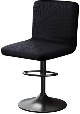 YINGAYOU Stuhlhussen für Barhocker mit Lehne Stretch Barhocker Stuhlhussen mit Blattmuster, Sehr Weich und Elastisch, Einfach Anzubringen Knitterfrei, Waschbar, Staubdicht (1, Schwarz)