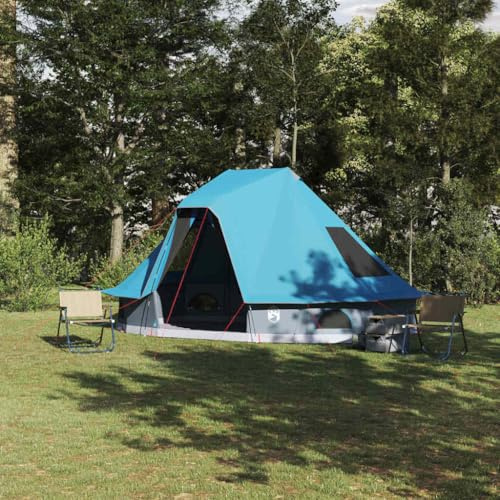 Familien-Tipi-Zelt, Blau, 466x310x240cm, Wasserdichtes Outdoor Camping Zelt mit Tragetasche, Geräumiger Tipi für Erwachsene & Kinder, ideal für Strand & Garten, Glasfaserverstärkt