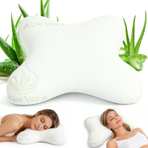 Shulltji Anti Falten Kissen für Frauen und Männer, Aloe Vera Beauty Pillow mit Memory Foam Für Bauchschläfer und Seitenschläfer, Beauty Pillow Anti Aging Kissen gegen Schlaffalten (42cm x 38cm)