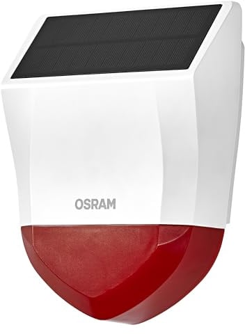 OSRAM SMART+ Outdoot Alarm Sirene, Weiß, WiFi (2,4 GHz), IP65, Solarzelle, 95 dB, USB Type-C, 7 Monate Batterie-Backup, kompatibel mit Amazon Alexa, Google Home, 1,5 W