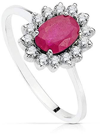 18 Karat Weißgold-Ring Rubin Stein Zirkonia 7mm dünn. [AA0445]