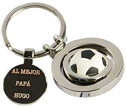 Regalo personalizado para futboleros: llavero con un balón de futbol y grabado con el texto que tú quieras